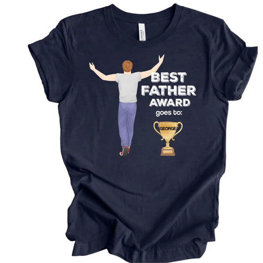 Best Father Award Customizable T-Shirt with Name and Character Design