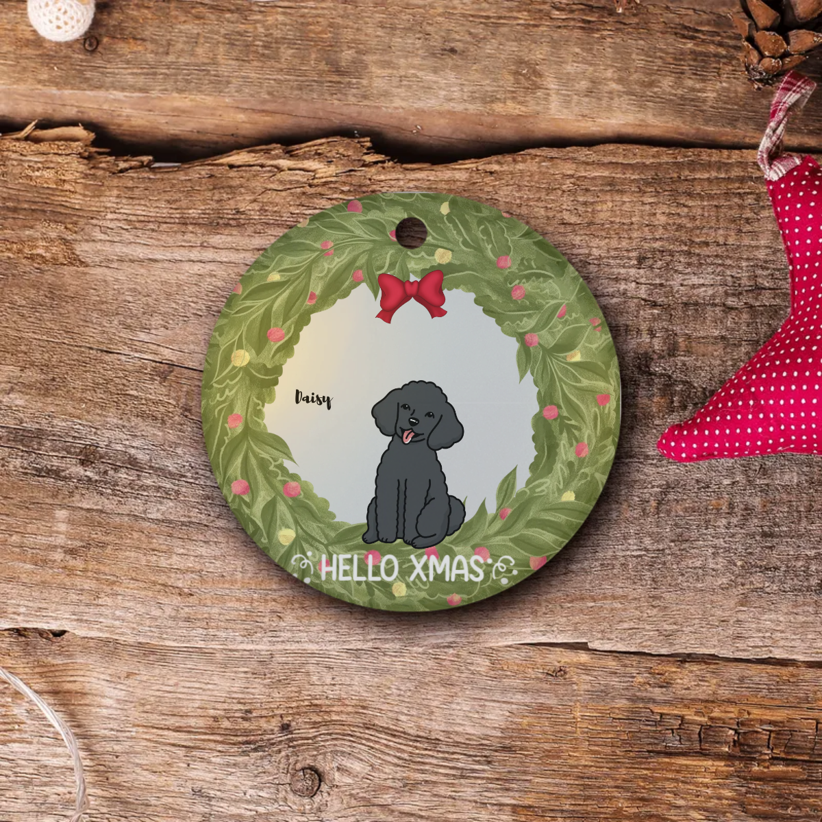 Christmas Customized Pets Christmas Circle Ornament| Customizable Pet Christmas Ornament: Choose 1, 2, or 3 Pets!