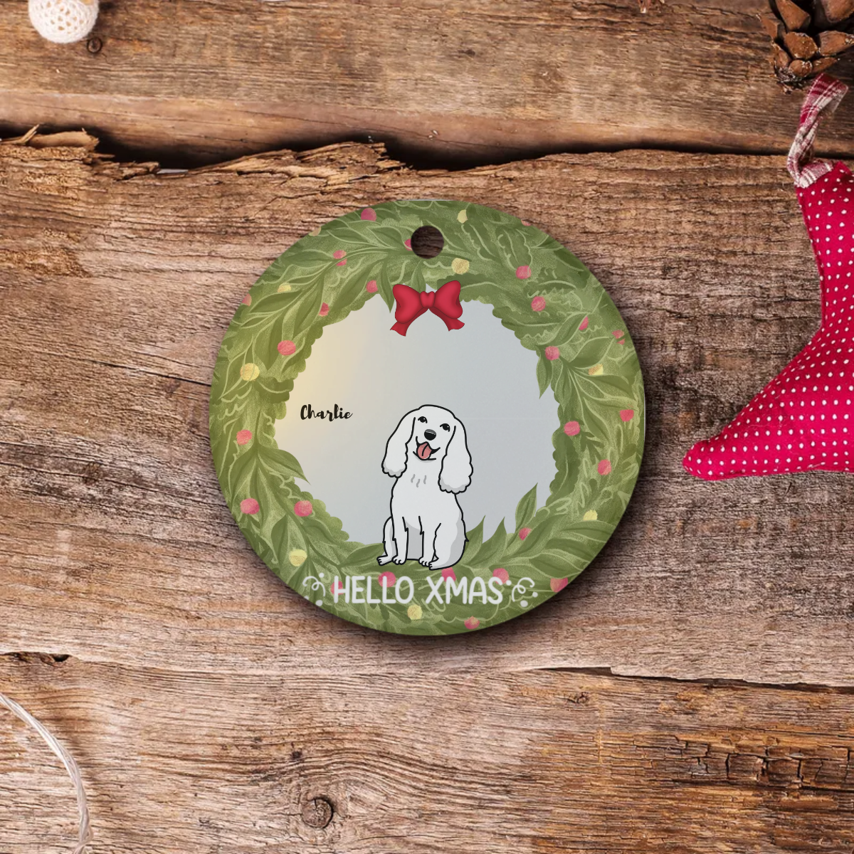 Christmas Customized Pets Christmas Circle Ornament| Customizable Pet Christmas Ornament: Choose 1, 2, or 3 Pets!