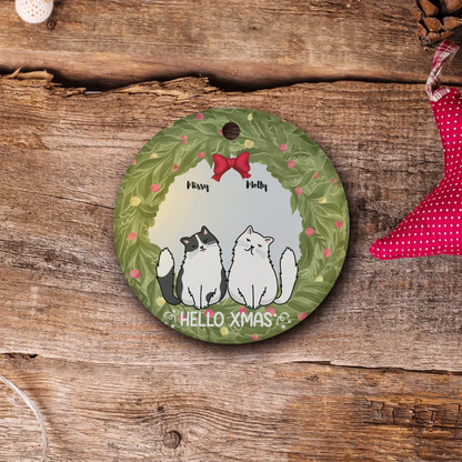 Christmas Customized Pets Christmas Circle Ornament| Customizable Pet Christmas Ornament: Choose 1, 2, or 3 Pets!