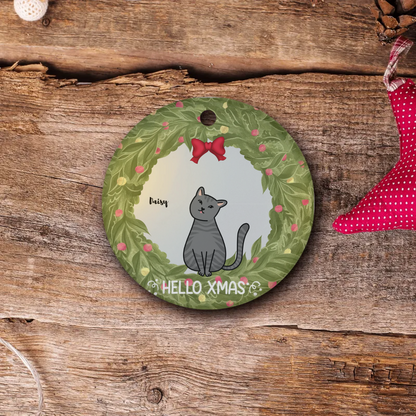 Christmas Customized Pets Christmas Circle Ornament| Customizable Pet Christmas Ornament: Choose 1, 2, or 3 Pets!