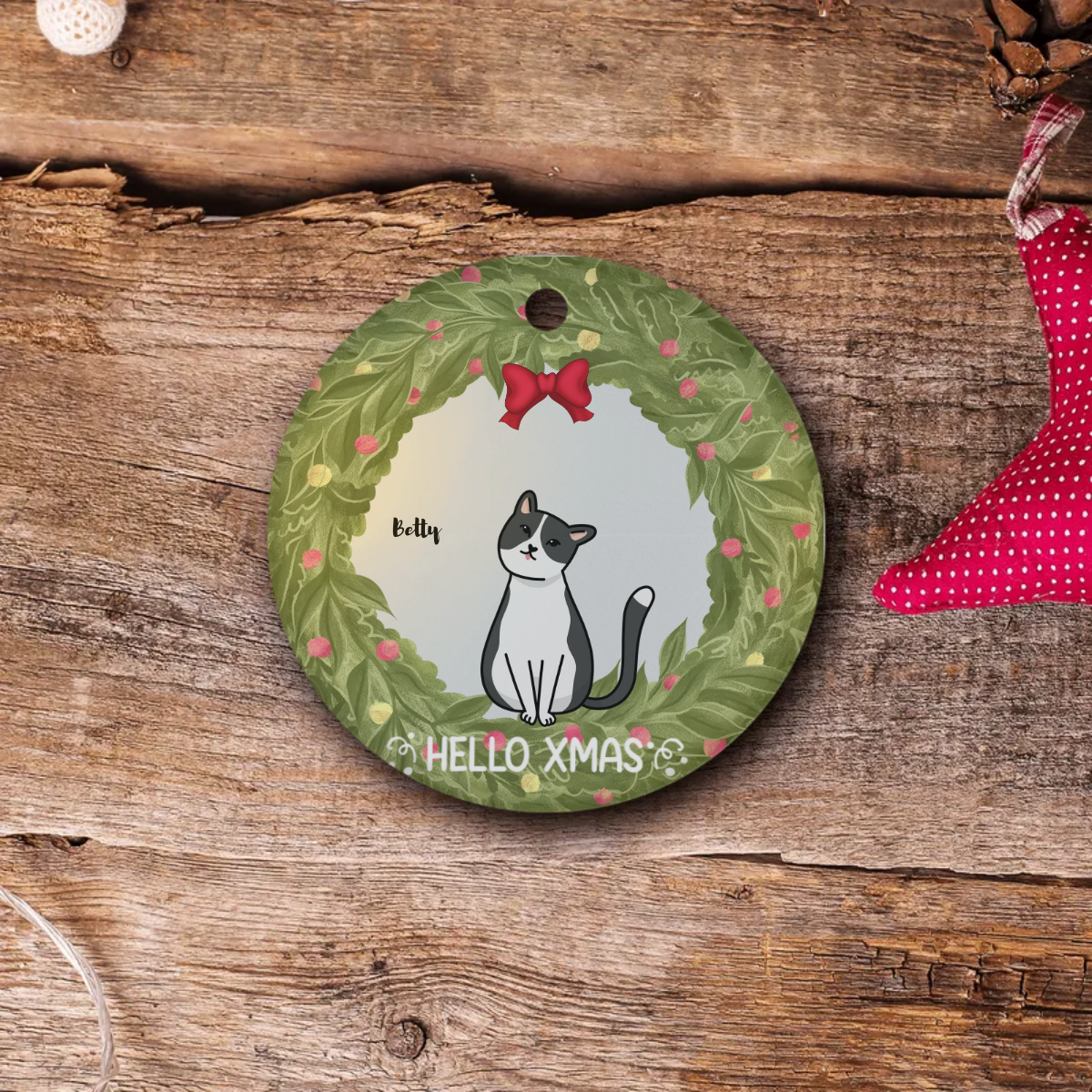 Christmas Customized Pets Christmas Circle Ornament| Customizable Pet Christmas Ornament: Choose 1, 2, or 3 Pets!