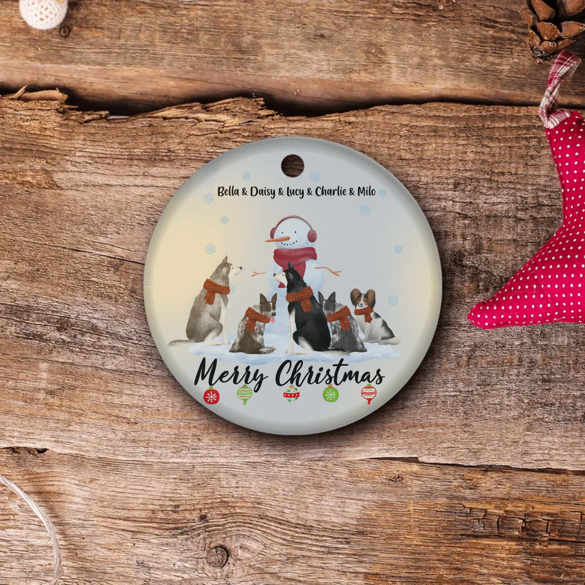 Christmas Five-Pets Ornament | Pet-Focused Christmas Keepsake: Customizable for 1-5 Pets