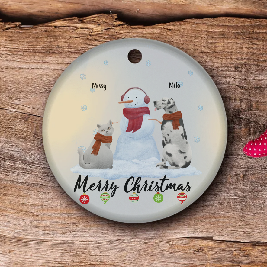 Christmas Five-Pets Ornament | Pet-Focused Christmas Keepsake: Customizable for 1-5 Pets