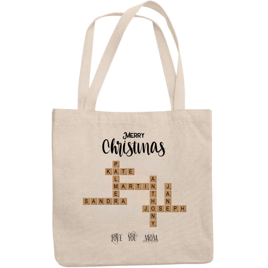 🎁 Custom Puzzle Name Canvas Tote Bag – Perfect Christmas Gift! 🧩🎄