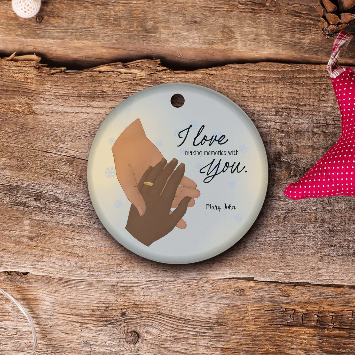 Christmas Couple's Ornament | Festive Love Story: Custom Christmas Ornament for Couples