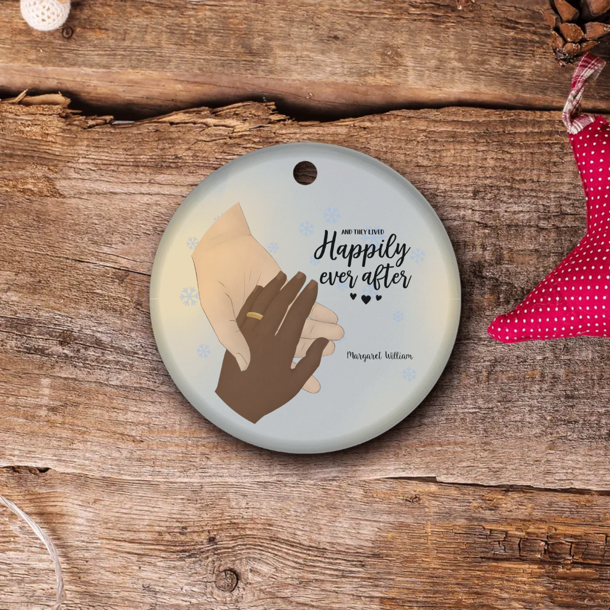 Christmas Couple's Ornament | Festive Love Story: Custom Christmas Ornament for Couples