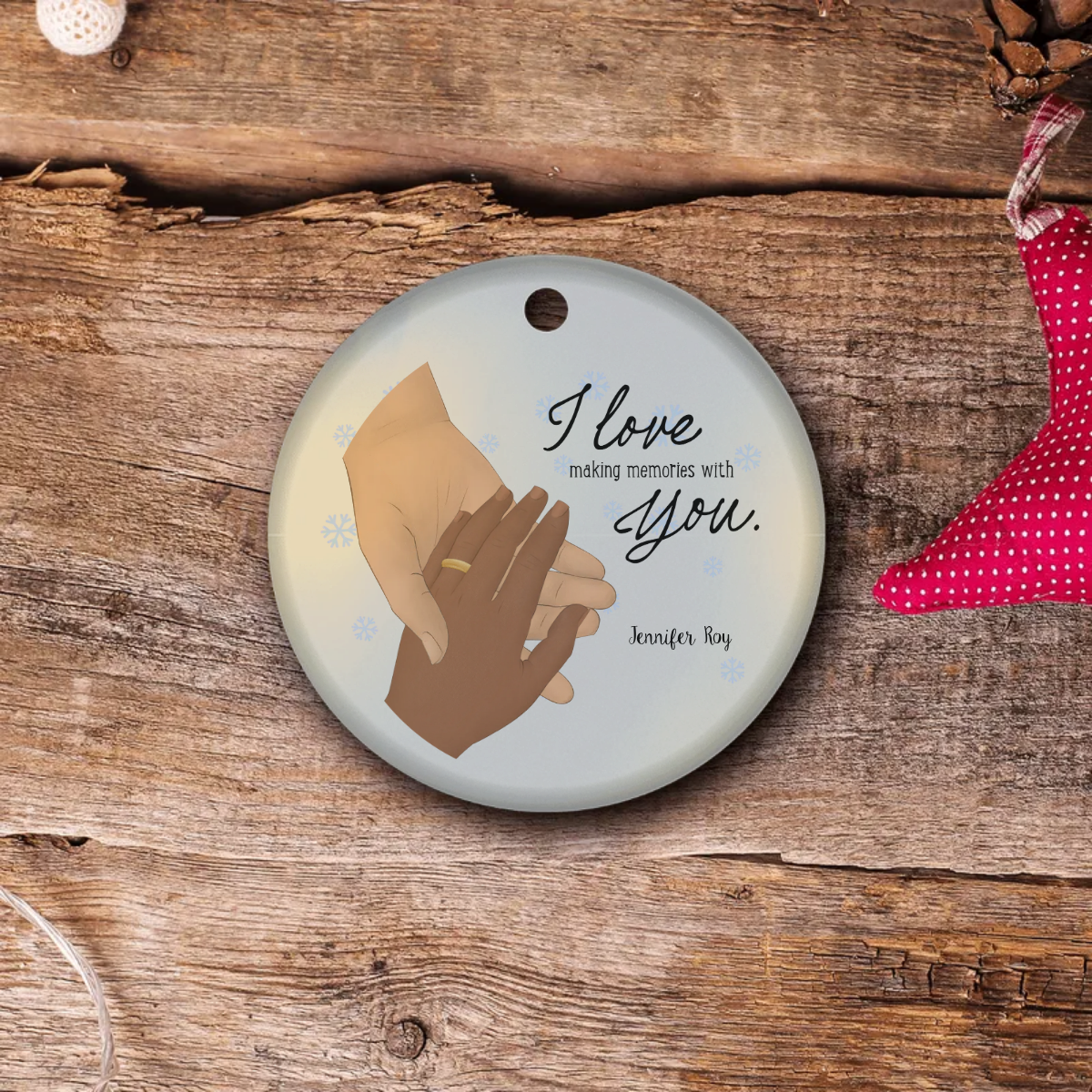 Christmas Couple's Ornament | Festive Love Story: Custom Christmas Ornament for Couples