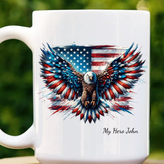 Personalized Eagle & American Flag Mug – Patriotic Custom Gift 🦅🇺🇸