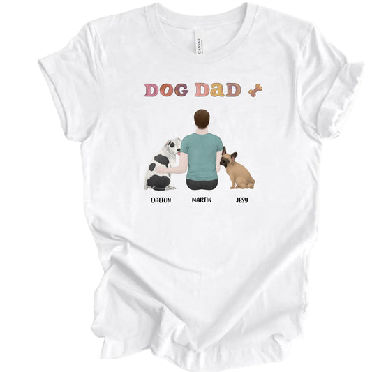 Personalized "DOG DAD" T-Shirt with Custom Dog Names and Breeds