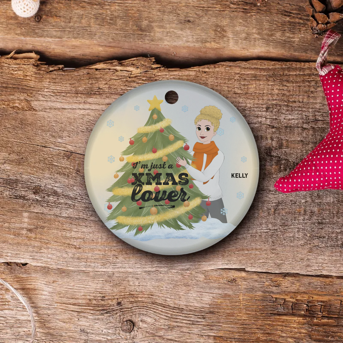 Christmas Lover Ornament | Personalized Woman's Christmas Ornament