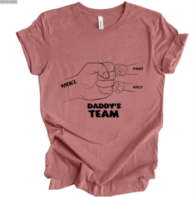 DADDY'S TEAM Personalized Family Tshirt, DAD Gift