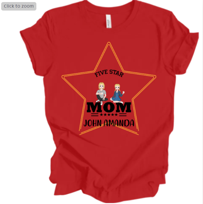 Customizable "FIVE-STAR MOM" T-Shirt: Personalized Gift for Moms