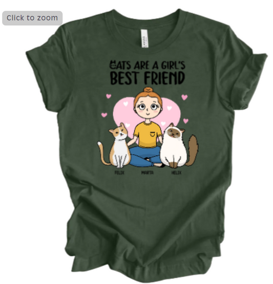 Personalized 'Cats Are a Girl's Best Friend' T-Shirt