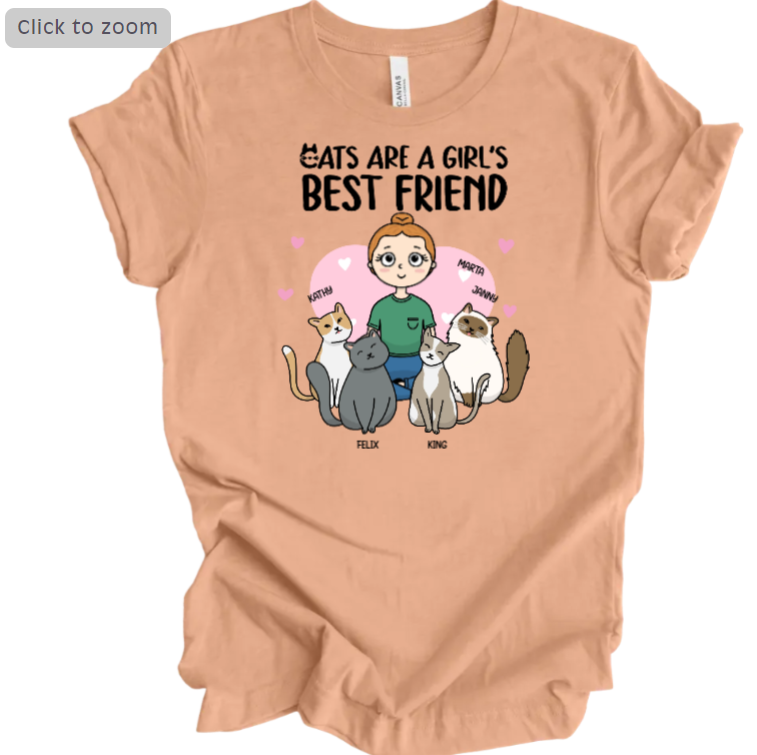 Personalized 'Cats Are a Girl's Best Friend' T-Shirt