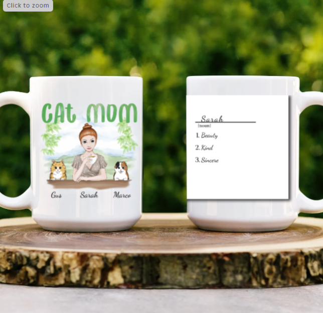 Personalized Cat Mom Mug- Customizable Pet Lover Mug