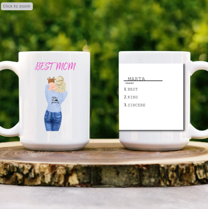 Personalized Mother and Baby Mug - Custom New Mom Gift