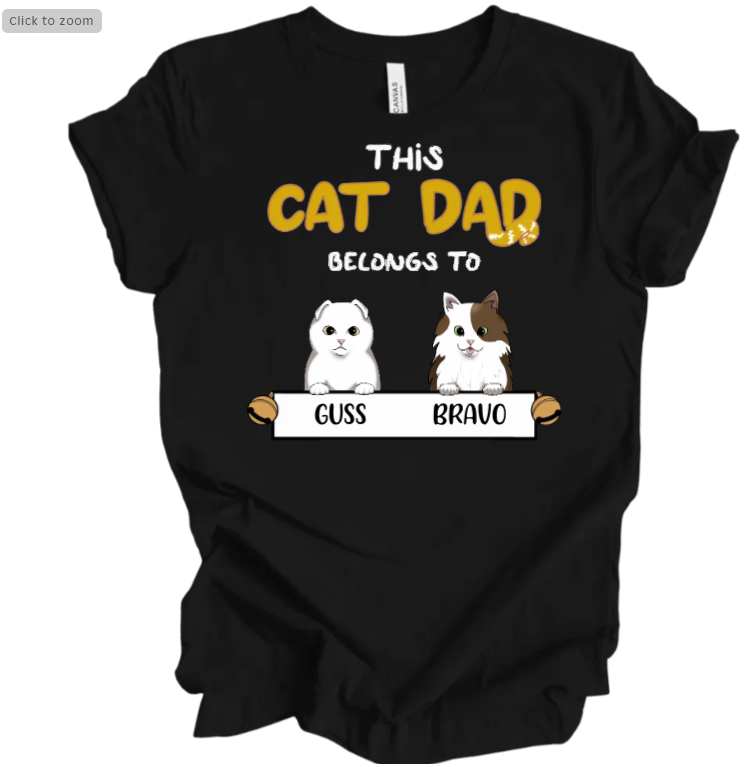 Personalized "This Cat Belongs To" T-shirt for Cat Dads