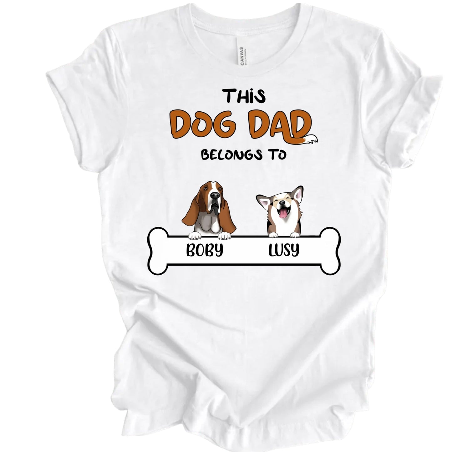 Personalized "Dog Dad" T-Shirt - Celebrate Your Bond with Customized Names and Breeds of Your Canine Companions